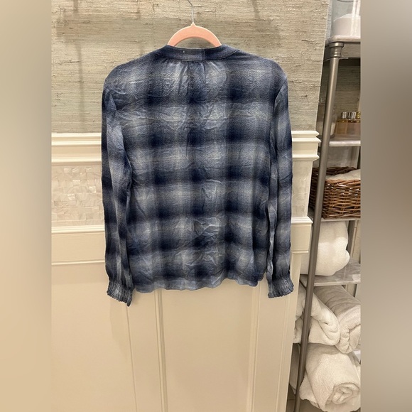 NWT new Anthropologie cloth & stone long sleeve Henley top blue plaid medium - Picture 7 of 16